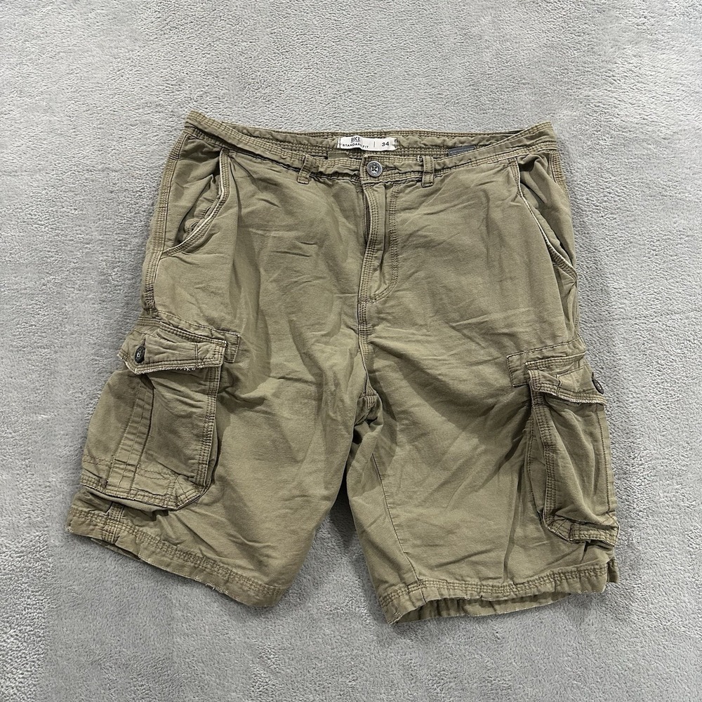 BKE Shorts Men's 34 Standard Fit Khaki Cargo Pockets Outdoor Hiking Beige